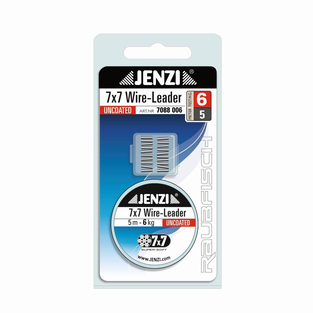 JENZI 7x7 Super-Soft-Stahlvorfach aus Edelstahl für Hecht- und Zanderangeln