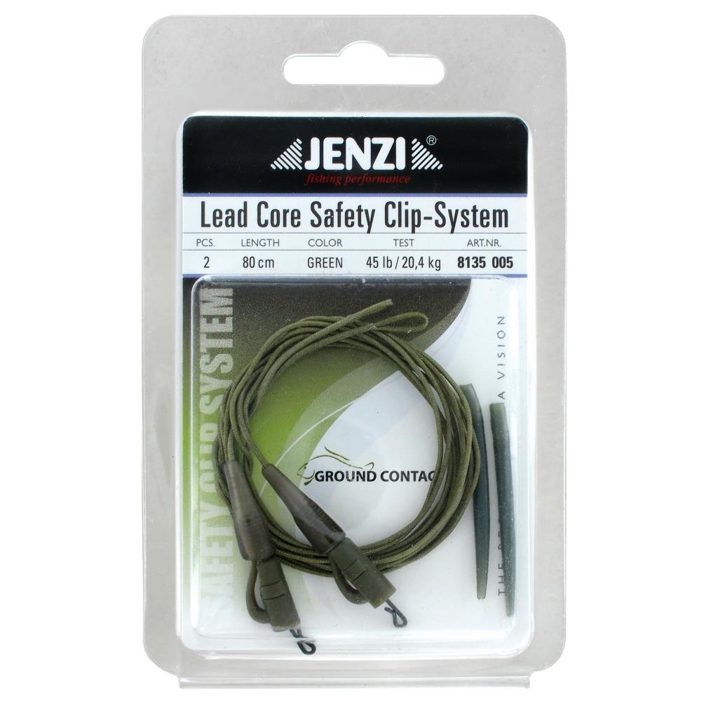 Leadcore Safety Clip-System in Tarnfarbe für sichere Karpfenmontagen beim Angelsport