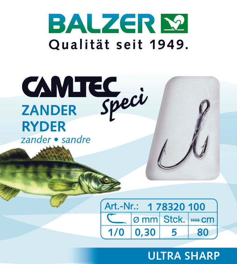 Camtec Zander Ryderhaken Brüniert Angelhaken für präzises Angeln
