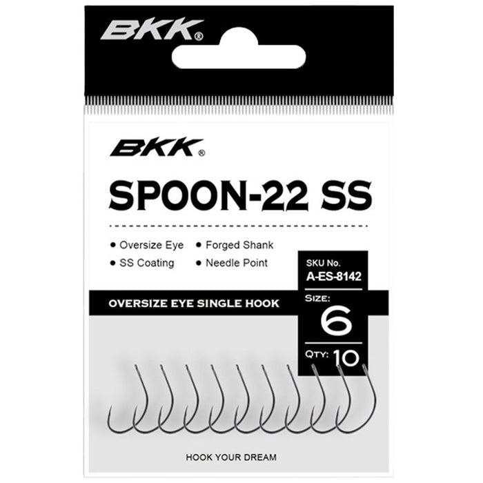 BKK Spoon 22 SS Hook – stabiler Einzelhaken mit Oversized Eye, Super‑Slick SS-Beschichtung, ideal für Forelle & Lachs