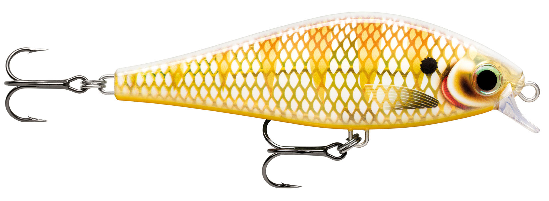 Rapala Super Shadow Rap Jerkbait in Farbe PGG HD, für große Raubfische, mit langsamer Sinkphase und 3D-Details.