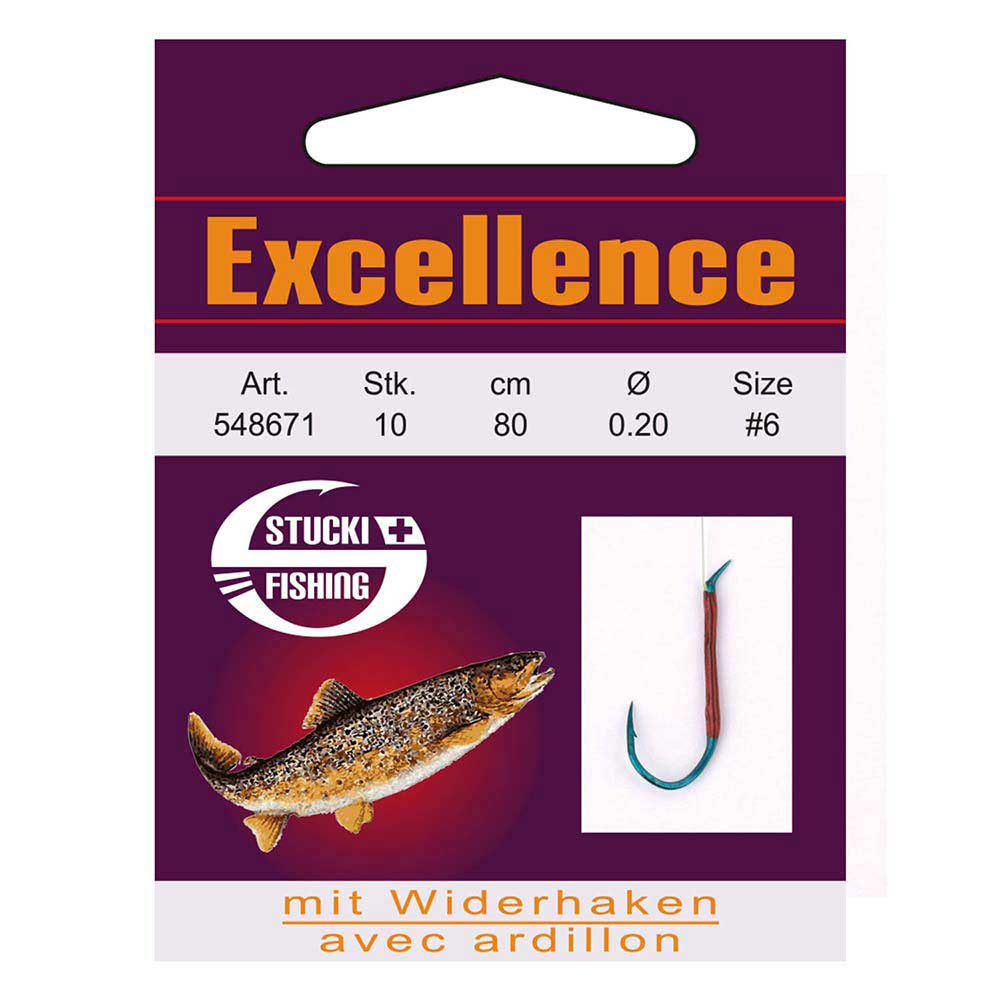 Stucki Fishing Geleimter Haken Excellence mit Widerhaken für sicheren Halt beim Angeln